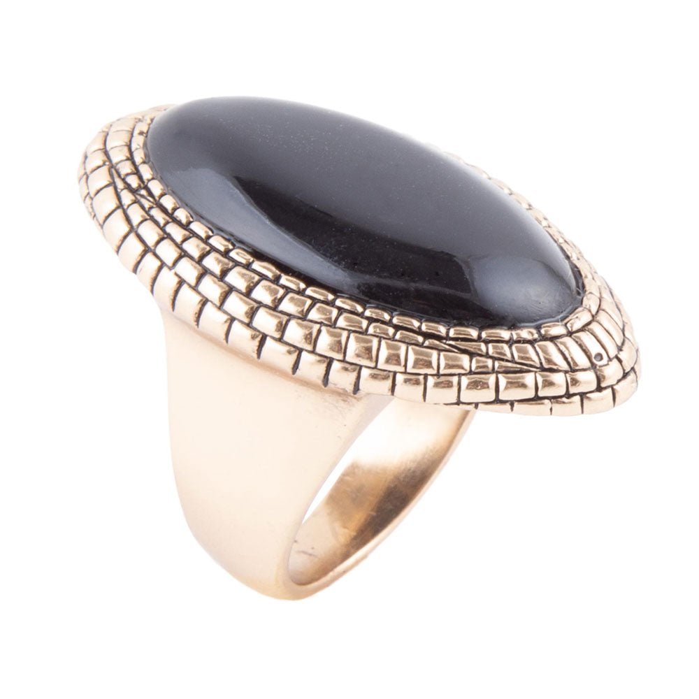Black Onyx Golden Ring Barse Jewelry