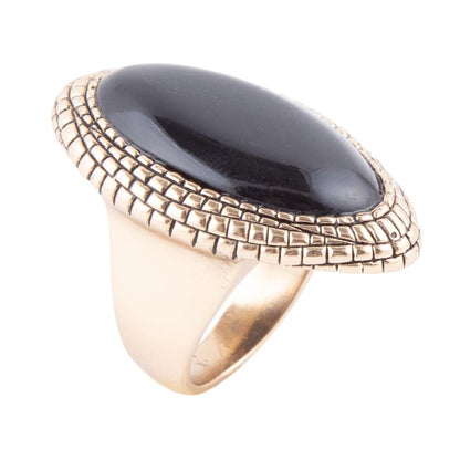 Black Onyx Golden Ring Barse Jewelry