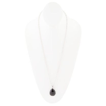 Black Onyx and Sterling Silver Teardrop Pendant Necklace Barse Jewelry