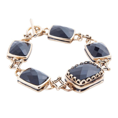 Black Onyx Golden Link Bracelet Barse Jewelry