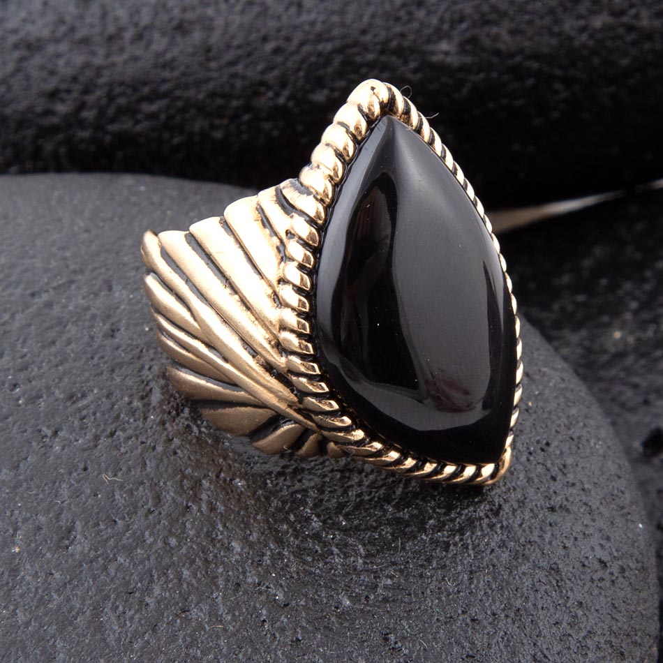 Black Onyx Golden Statement Rings Barse Jewelry