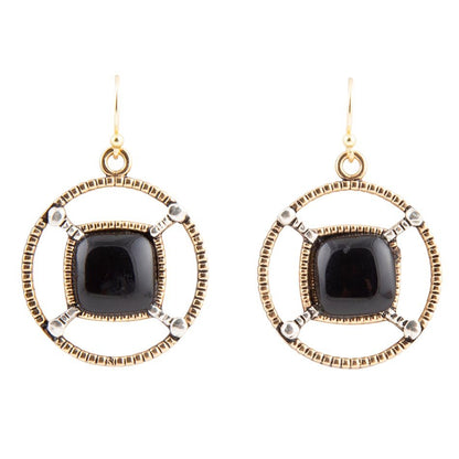 Black Onyx Mixed Metal Drop Earrings Barse Jewelry