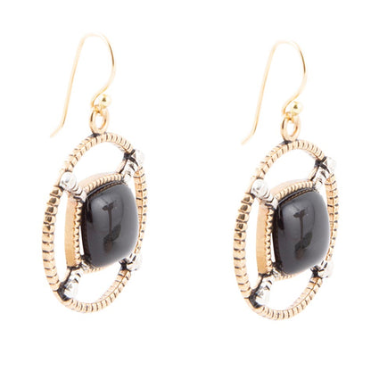 Black Onyx Mixed Metal Drop Earrings Barse Jewelry