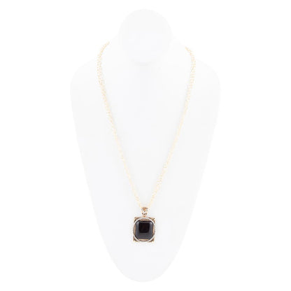 Black Onyx Mixed Metal Pendant Necklace Barse Jewelry