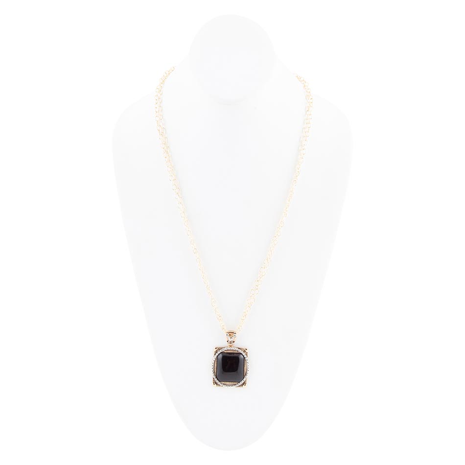 Black Onyx Mixed Metal Pendant Necklace Barse Jewelry