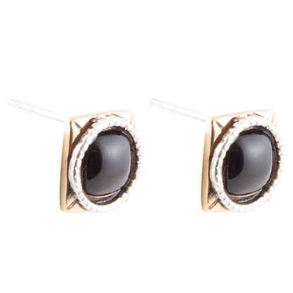 Black Onyx Mixed Metal Post Earrings Barse Jewelry