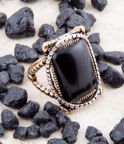 Black Onyx Mixed Metal Statement Ring Barse Jewelry