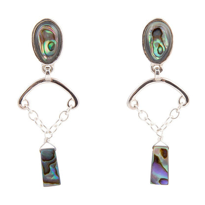 Blue Abalone Drop Chain Sterling Silver Earrings Barse Jewelry