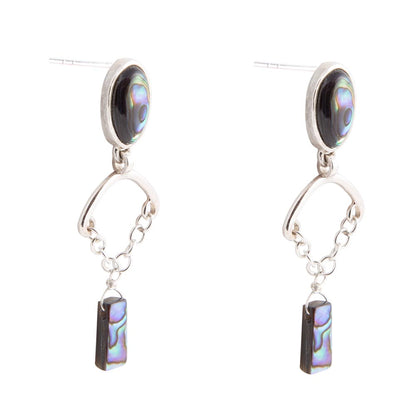 Blue Abalone Drop Chain Sterling Silver Earrings Barse Jewelry