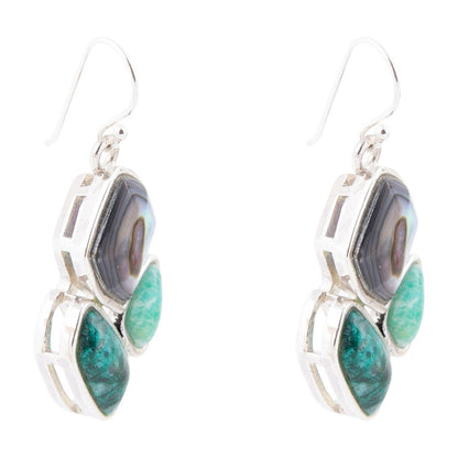 Blue Abalone Fire Sterling Silver Cluster Earrings Barse Jewelry