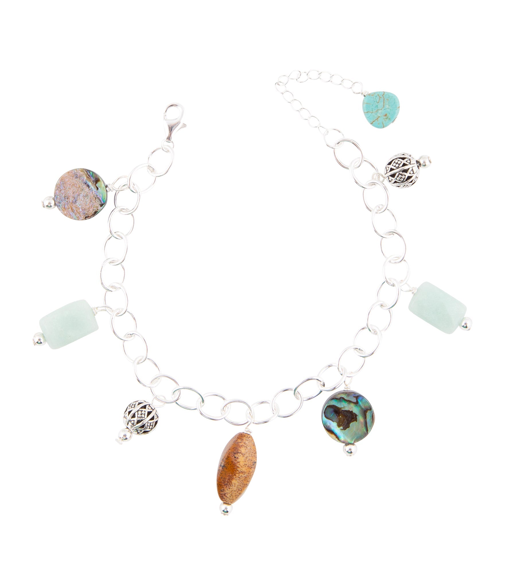 Blue Abalone Sterling Silver Charm Bracelet Barse Jewelry