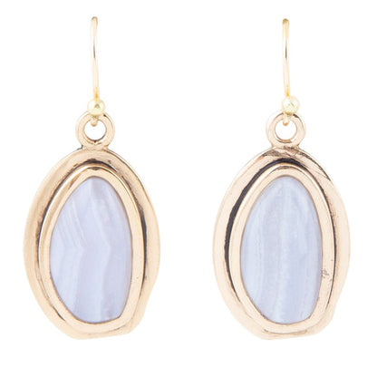 Blue Agate Golden Drop Earrings Barse Jewelry
