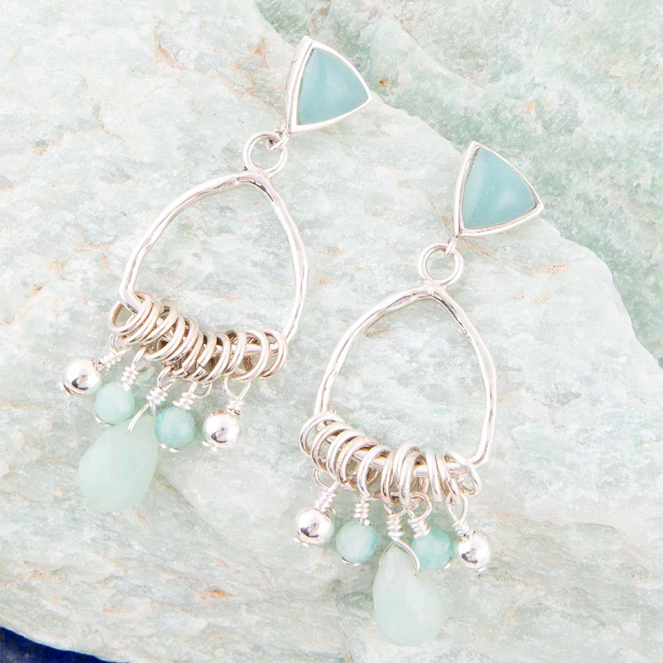 Blue Amazonite and Sterling Silver Chandelier Earrings Barse Jewelry
