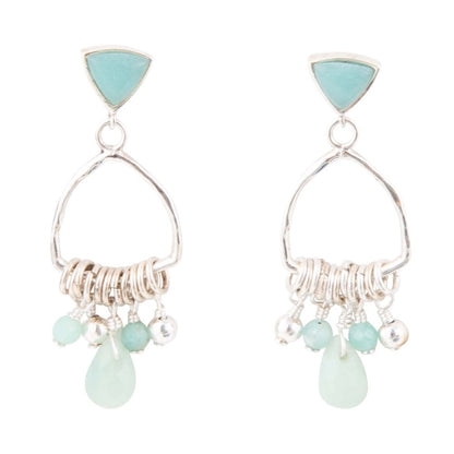 Blue Amazonite and Sterling Silver Chandelier Earrings Barse Jewelry