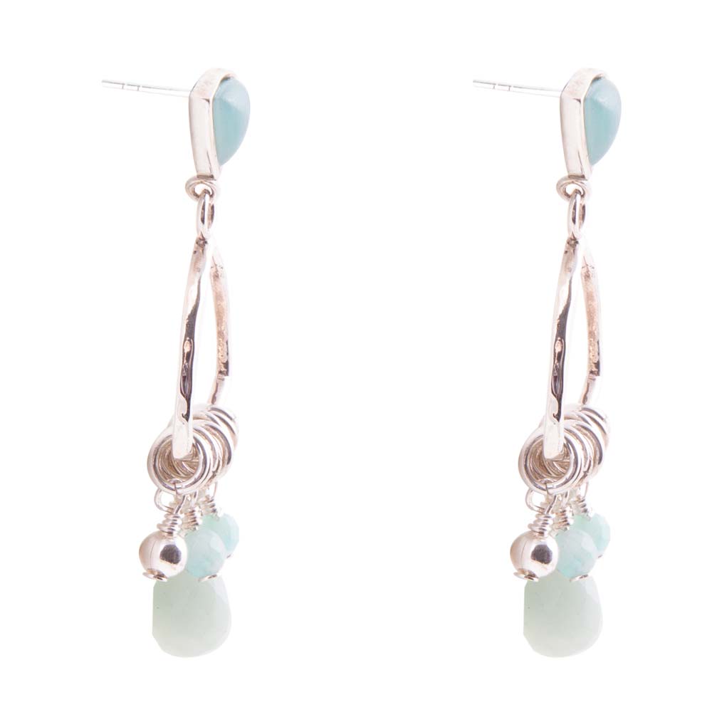 Blue Amazonite and Sterling Silver Chandelier Earrings Barse Jewelry