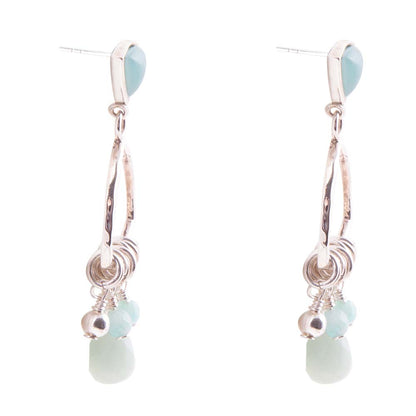 Blue Amazonite and Sterling Silver Chandelier Earrings Barse Jewelry
