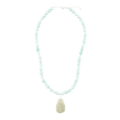 Blue Amazonite Sterling Silver Pendant Necklace Barse Jewelry