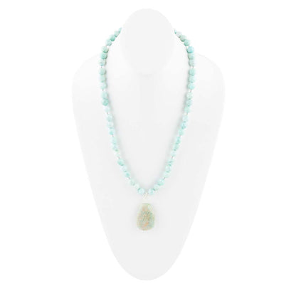 Blue Amazonite Sterling Silver Pendant Necklace Barse Jewelry