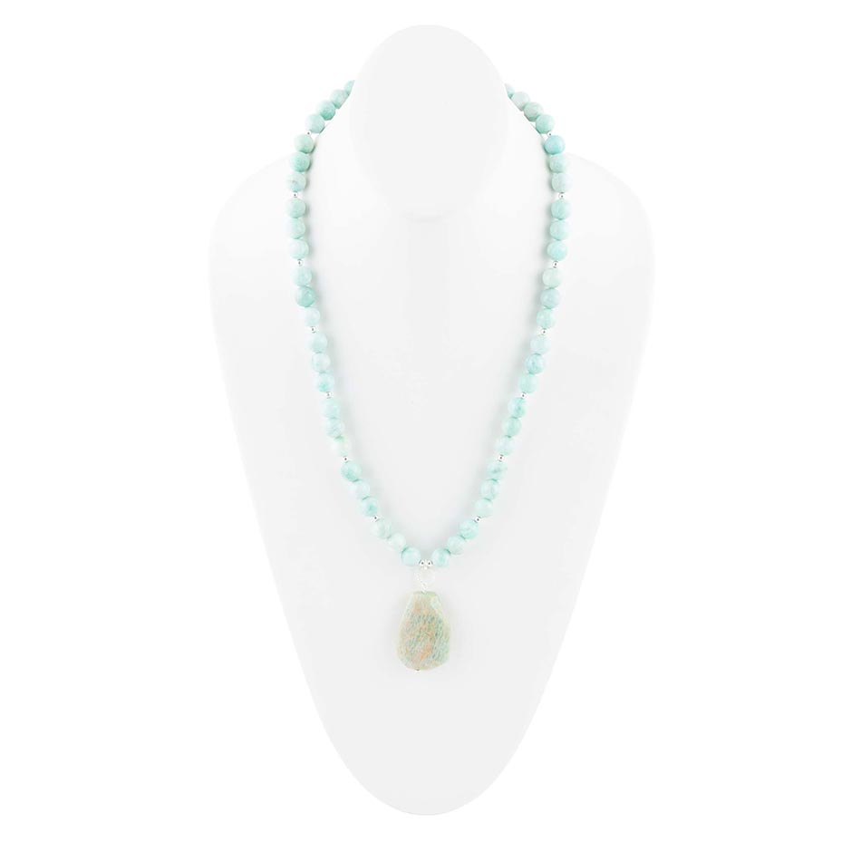 Blue Amazonite Sterling Silver Pendant Necklace Barse Jewelry