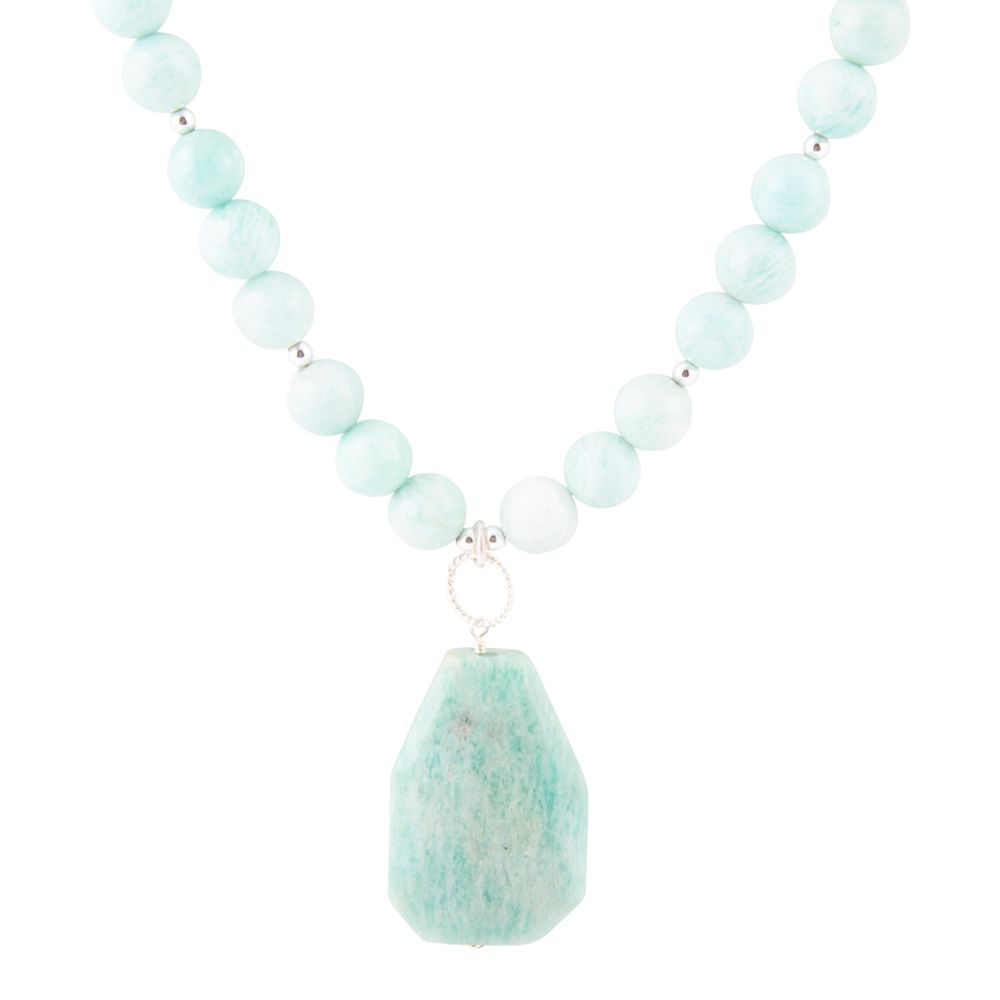 Blue Amazonite Sterling Silver Pendant Necklace Barse Jewelry