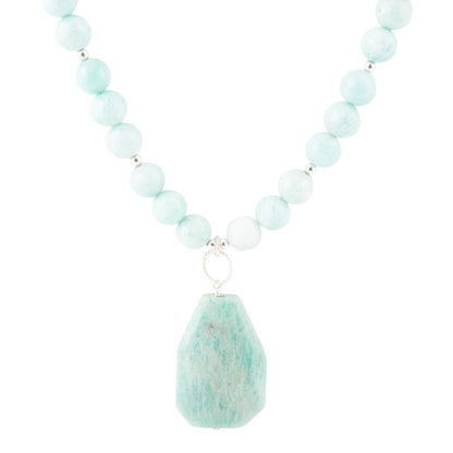 Blue Amazonite Sterling Silver Pendant Necklace Barse Jewelry