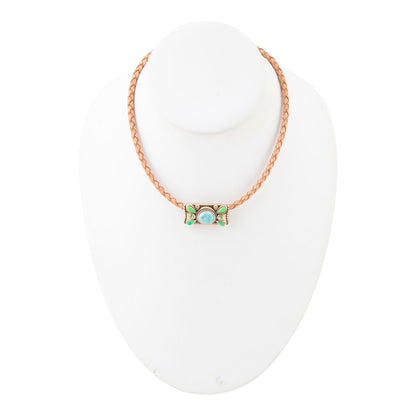 Legacy Lime Green and Blue Turquoise Braided Leather Necklace Barse Jewelry