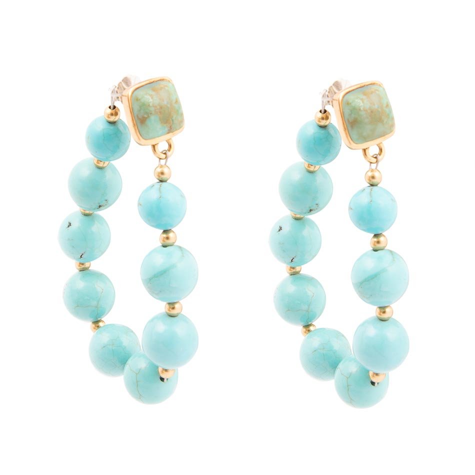 Carly Blue Magnesite Loop Post Golden Earrings Barse Jewelry