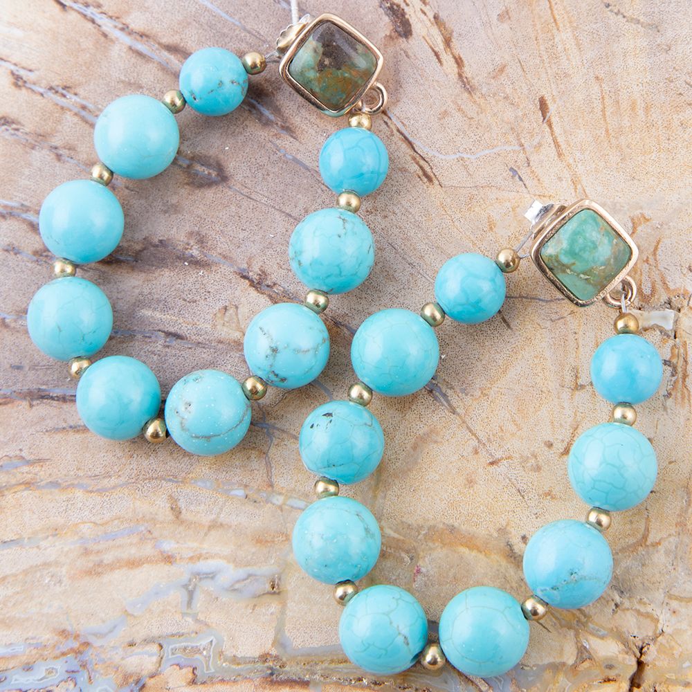 Carly Blue Magnesite Loop Post Golden Earrings Barse Jewelry