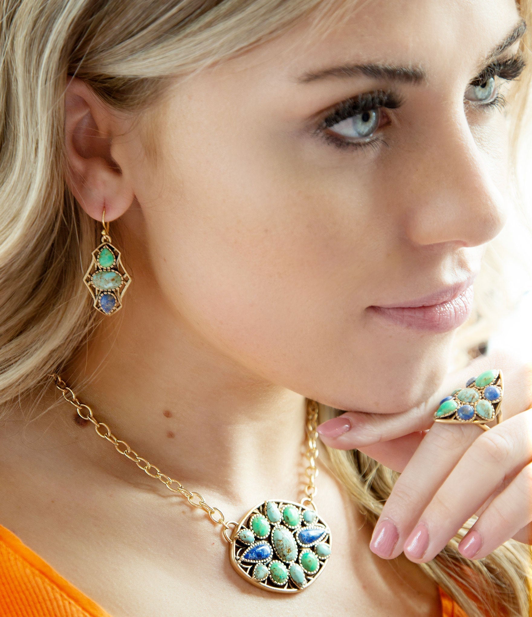 Blue Hues Multi Stone Earring Barse Jewelry
