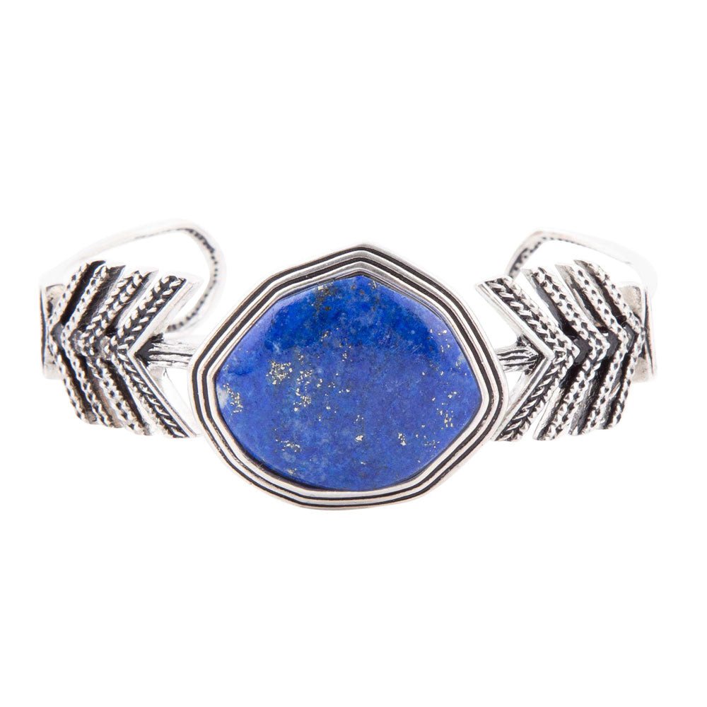 Blue Lapis and Sterling Silver Statement Cuff Barse Jewelry