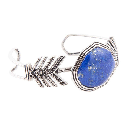 Blue Lapis and Sterling Silver Statement Cuff Barse Jewelry