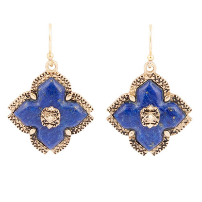 Blue Lapis Maltese Golden Cross Drop Earrings Barse Jewelry