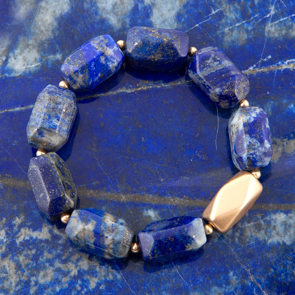 Blue Lapis Nugget Stretch Bracelet Barse Jewelry