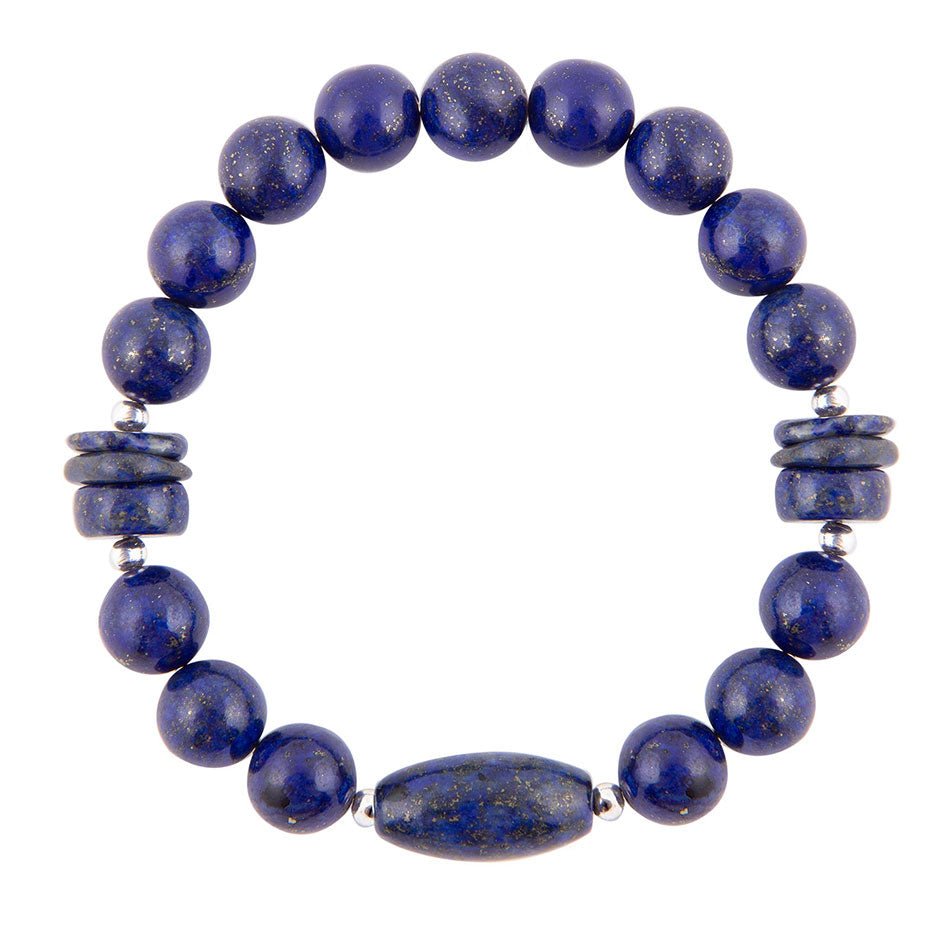 Blue Lapis Beaded Stretch Bracelet Barse Jewelry