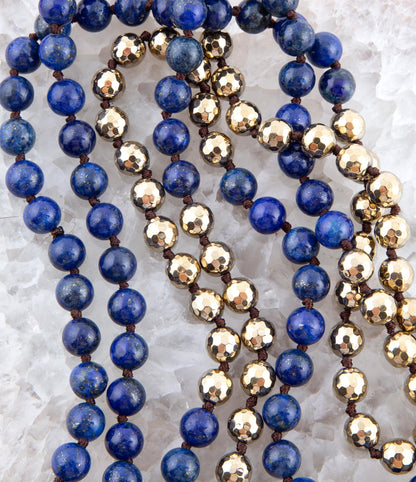 Blue Lapis Wrap Golden Necklace Barse Jewelry