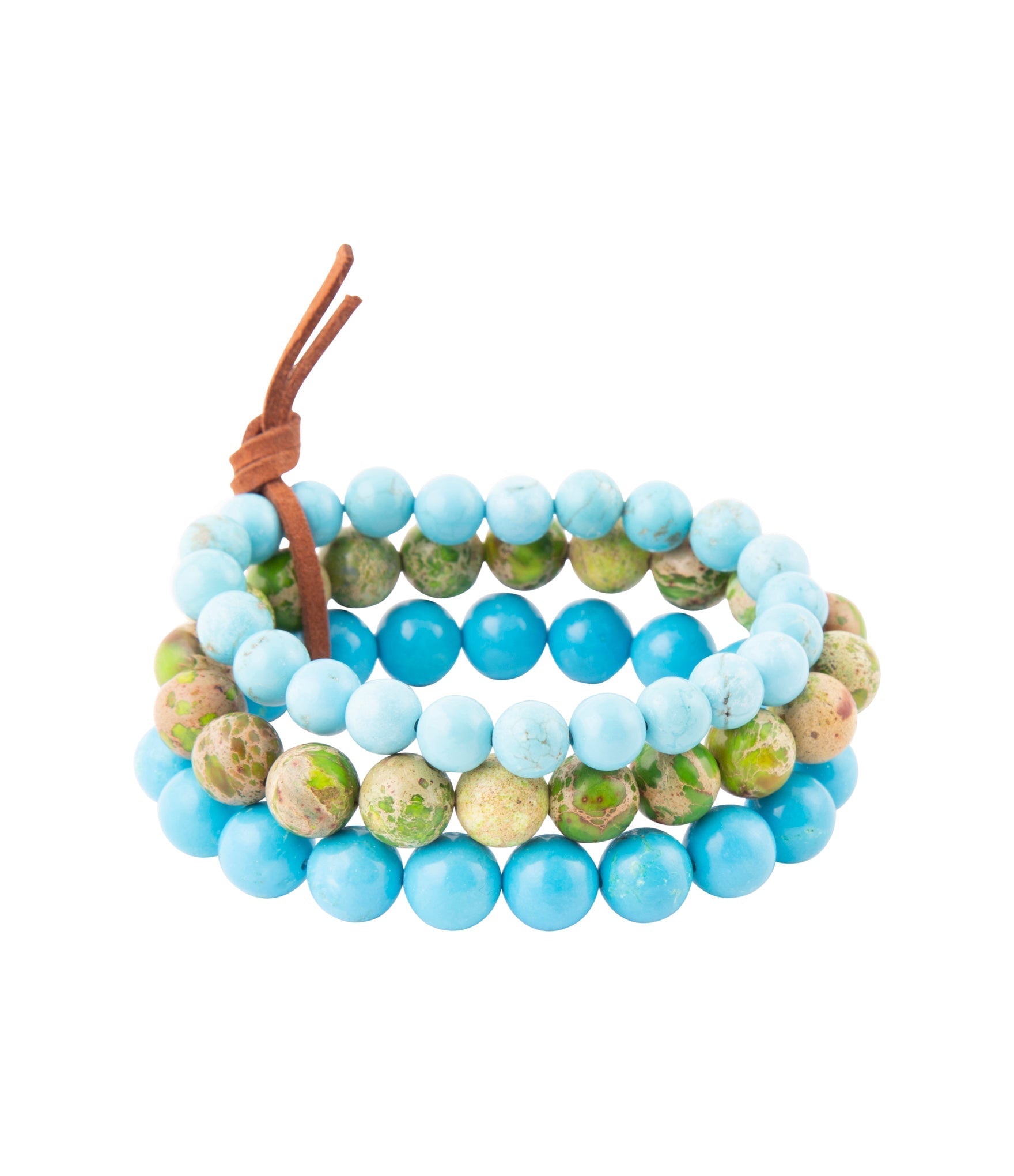 Fresh Twist Lime and Blue Turquoise Stack Bracelet Set Barse Jewelry