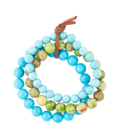 Fresh Twist Lime and Blue Turquoise Stack Bracelet Set Barse Jewelry