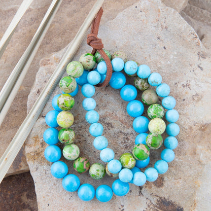 Fresh Twist Lime and Blue Turquoise Stack Bracelet Set Barse Jewelry