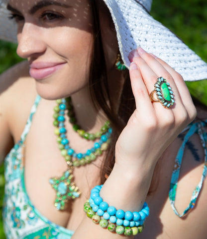 Fresh Twist Lime and Blue Turquoise Stack Bracelet Set Barse Jewelry