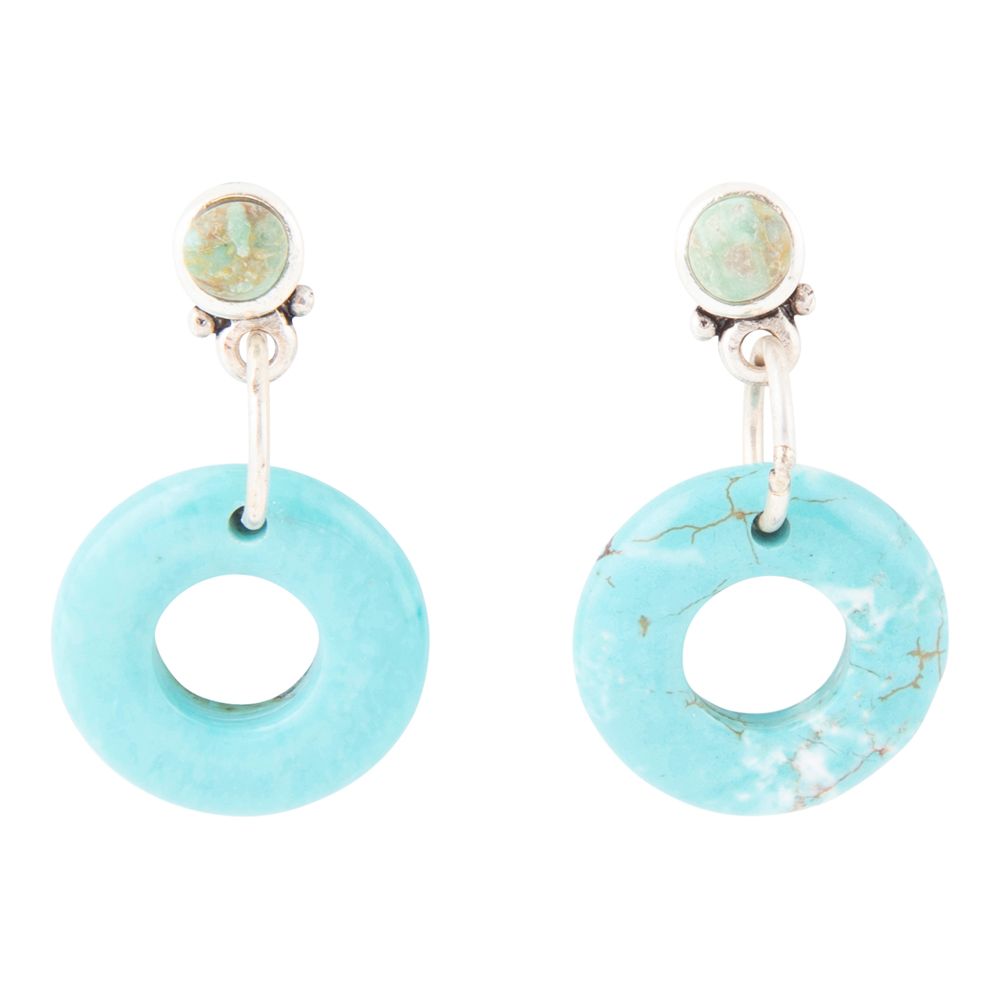 Blue Magnesite Donut Sterling Silver Drop Earrings Barse Jewelry