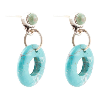 Blue Magnesite Donut Sterling Silver Drop Earrings Barse Jewelry