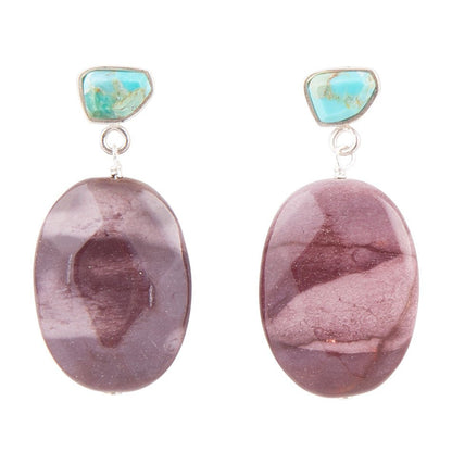 Blue Turquoise and Brown Mookaite Drop Earrings Barse Jewelry