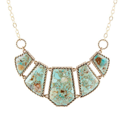 Blue Turquoise and Goldtone Statement Necklace Barse Jewelry