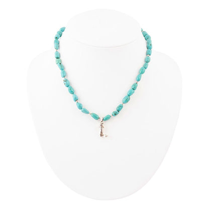 Blue Turquoise and Sterling Silver Boot Charm Necklace Barse Jewelry