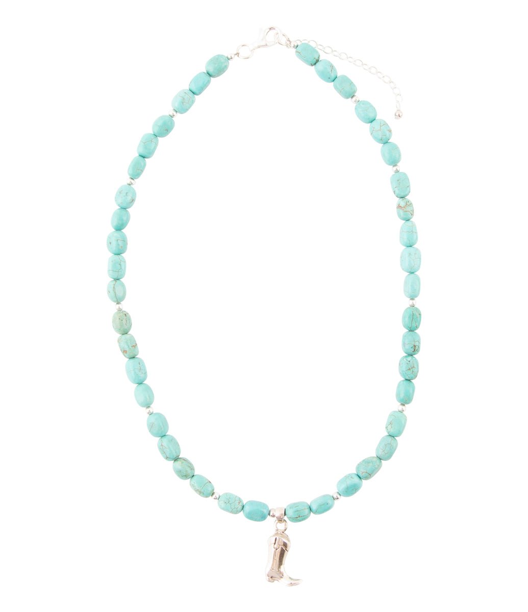 Blue Turquoise and Sterling Silver Boot Charm Necklace Barse Jewelry