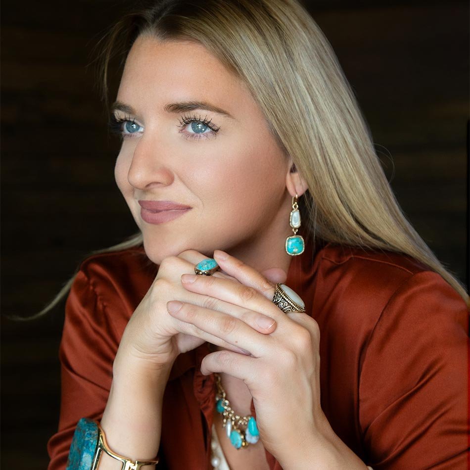 Blue Turquoise and White Pearl Multi Charm Golden Necklace Barse Jewelry