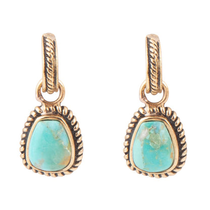 Blue Turquoise Golden Roped Earrings Barse Jewelry