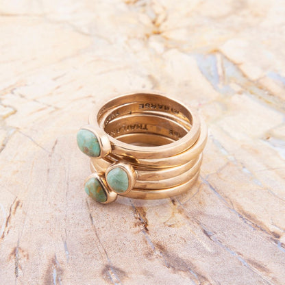Blue Turquoise Golden Stacking Ring Set Barse Jewelry