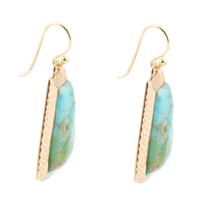 Blue Turquoise Jeweled Statement Golden Earrings Barse Jewelry