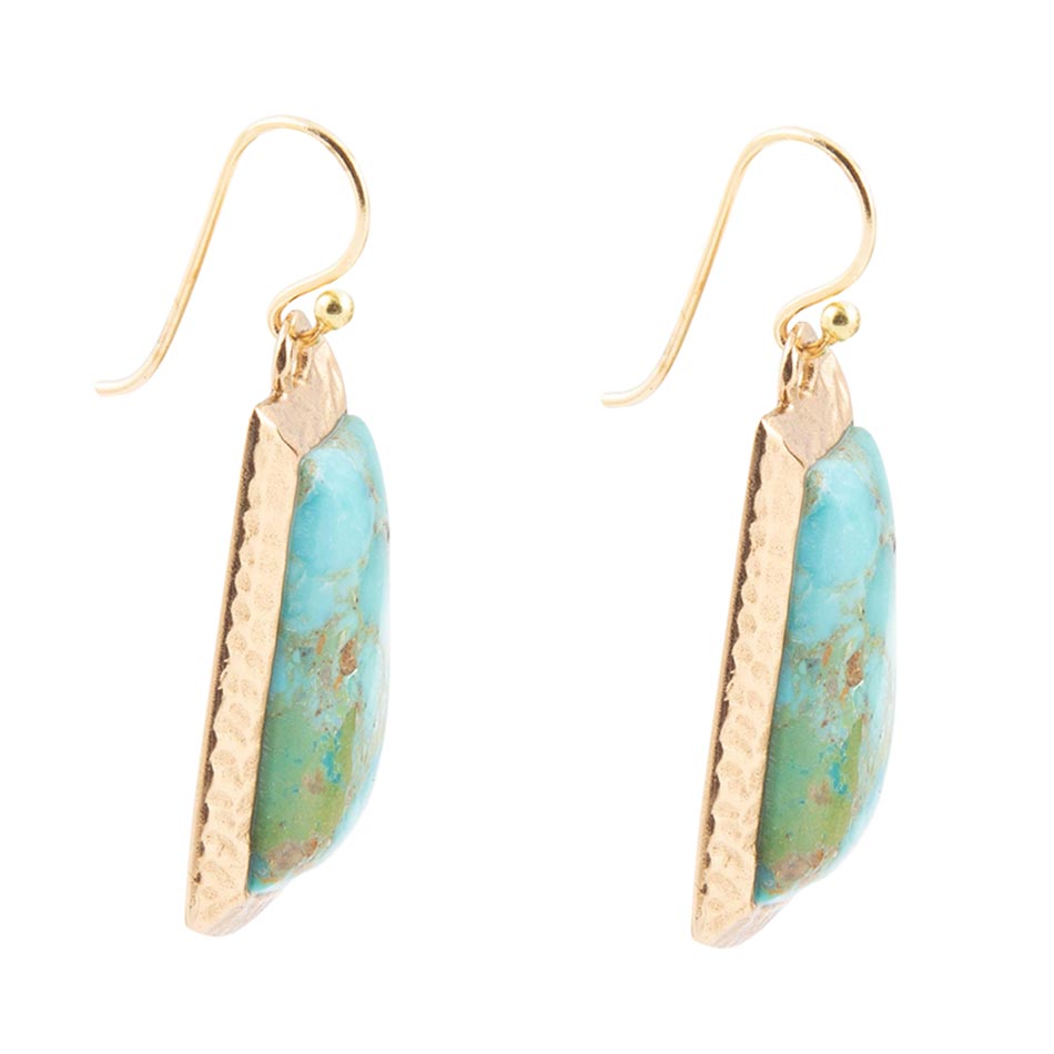 Blue Turquoise Jeweled Statement Golden Earrings Barse Jewelry